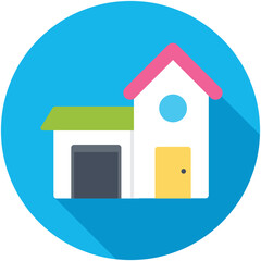 Warehouse Flat Colored  Icon