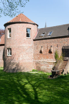 Restored tower on the city walls of Kranenburg in Germany.
