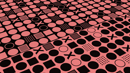 Geometric background, colorful seamless geometric patterns. 3D rendering