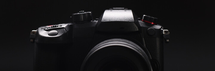 Modern camera model, good quality of pictures, brand new device for photoshot session