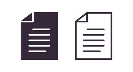 Paper document icon and file outline linear vector.