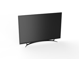 4K TV flat screen lcd or oled mockup, black high definition led plasma television on isolated white background, 3d illustration