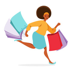 shoping running woman on the white background