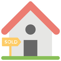 House Sold Out Flat Colored Icon