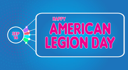 Naklejka premium Happy American Legion Day, September 16. Calendar of September Text Effect, Vector design