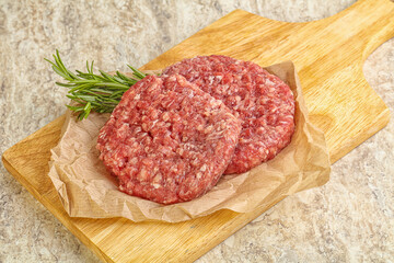 Raw beef burger cutlet for grill