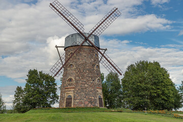 Fototapeta na wymiar Brick windmill in Lithuania