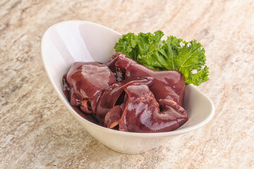 Raw chicken liver in the bowl