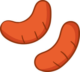 sausage hand drawn filled outline style
