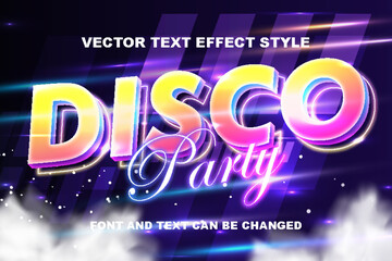 disco party typography lettering 3d editable text effect font style music club template background