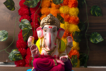 Hindu God Ganesha. Ganesha Idol on beautiful background.