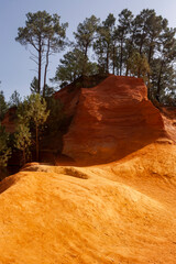 View of the red lands in the Luberon Natural Park, Roussillon France.