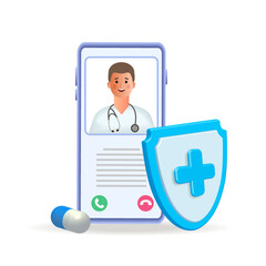 The concept of an online doctor's consultation. Healthcare, medicine, diagnostics.
 3d vector illustration.