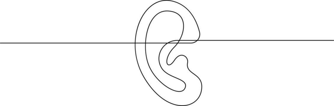 recommend clip art: Human ear continuous line drawing. World deaf day simple one single line sketch. Minimalist hand drawing banner. Vector illustration