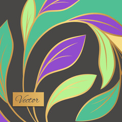 Fototapeta na wymiar Leaves background. Vector ornament pattern. Paisley elements. Great for fabric, invitation, wallpaper, decoration, packaging or any desired idea.