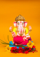 Hindu God Ganesha. Ganesha Idol on beautiful background.