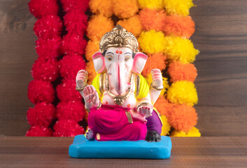 Hindu God Ganesha. Ganesha Idol on beautiful background.