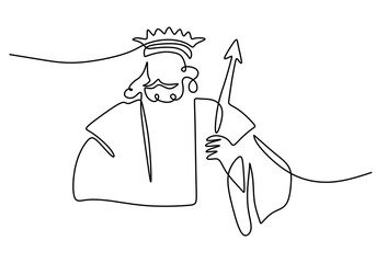 Obraz premium One continuous single line hand drawing of king man with isolated on white background.