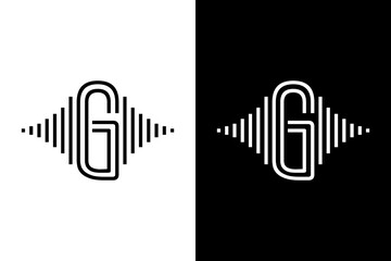 Initial letter with pulse music player black and white. Very suitable for symbol, logo, company name, brand name, personal name, icon and many more.
