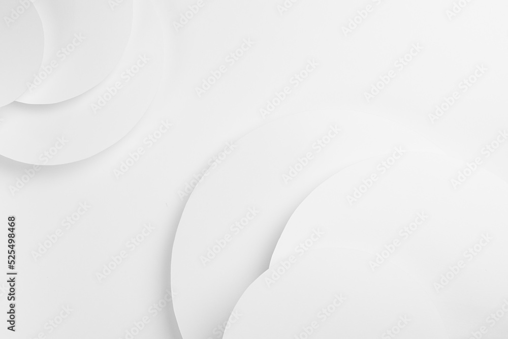 Poster white paper round surfaces fly as soft light abstract geometric background with copy space in gentle