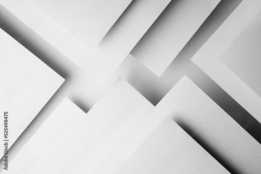 Poster white abstract geometric background with white paper sheets soar as abstract spaces in glow with tri