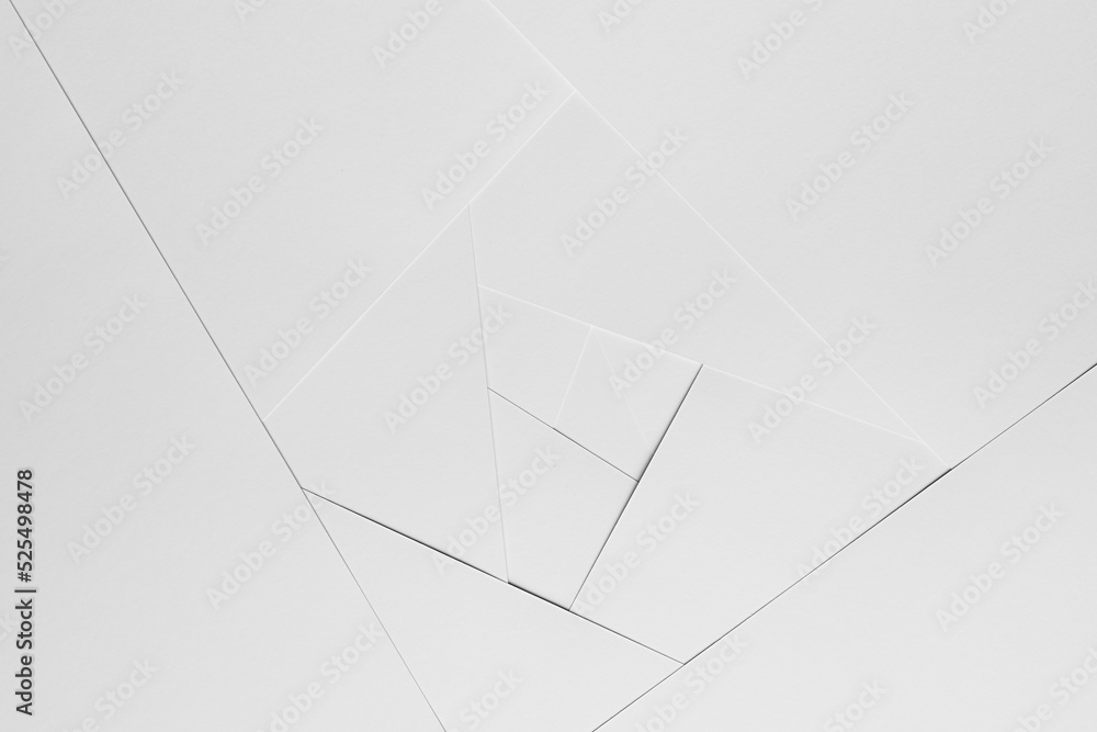 Poster soft light white abstract geometric background with flat spaces, corners and thin lines as polygon i