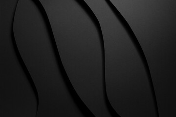 Graphite black abstract geometric background with soar stepped vertical curved wavy stripes with...