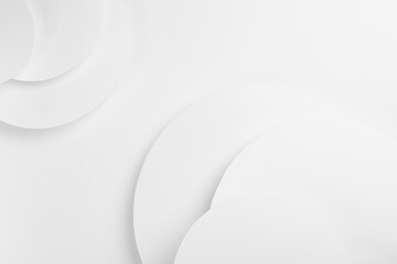 White paper round surfaces fly as soft light abstract geometric background with copy space in...