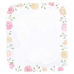 festive card for easter and valentine on blue watercolor background, spring design with flowers, print