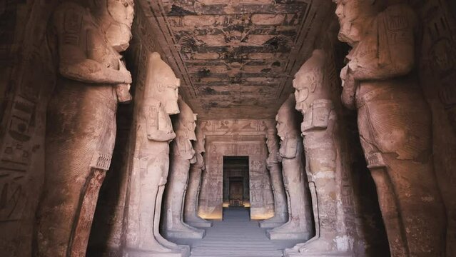 Interior Statues Of Abu Simbel Temple In Egypt