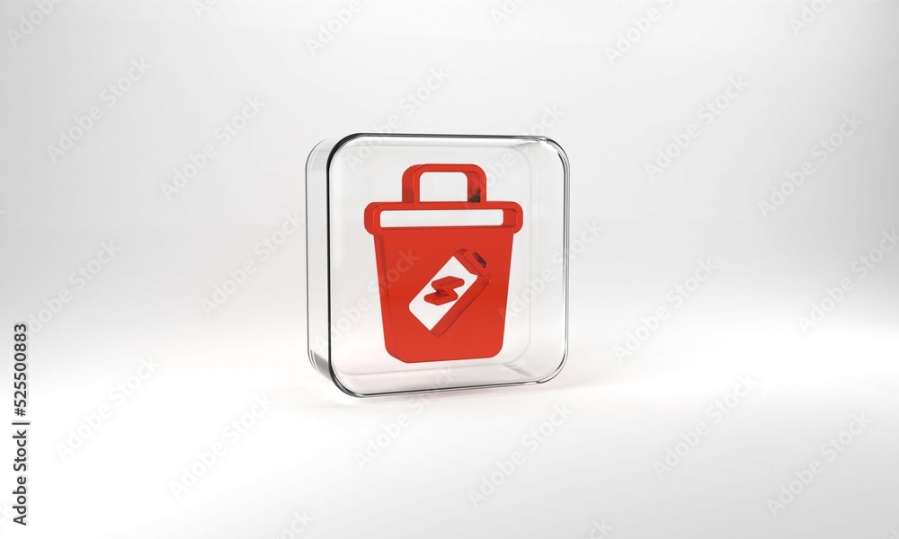 Poster red trash can icon isolated on grey background. garbage bin sign. recycle basket icon. office trash 