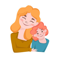 Illustration of happy mom and daughter. Illustration on the theme of happy motherhood