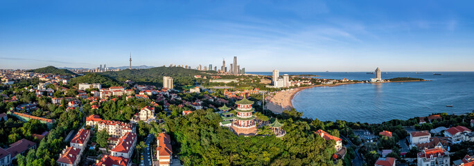 Aerial photography of the architectural landscape of the old city of Qingdao