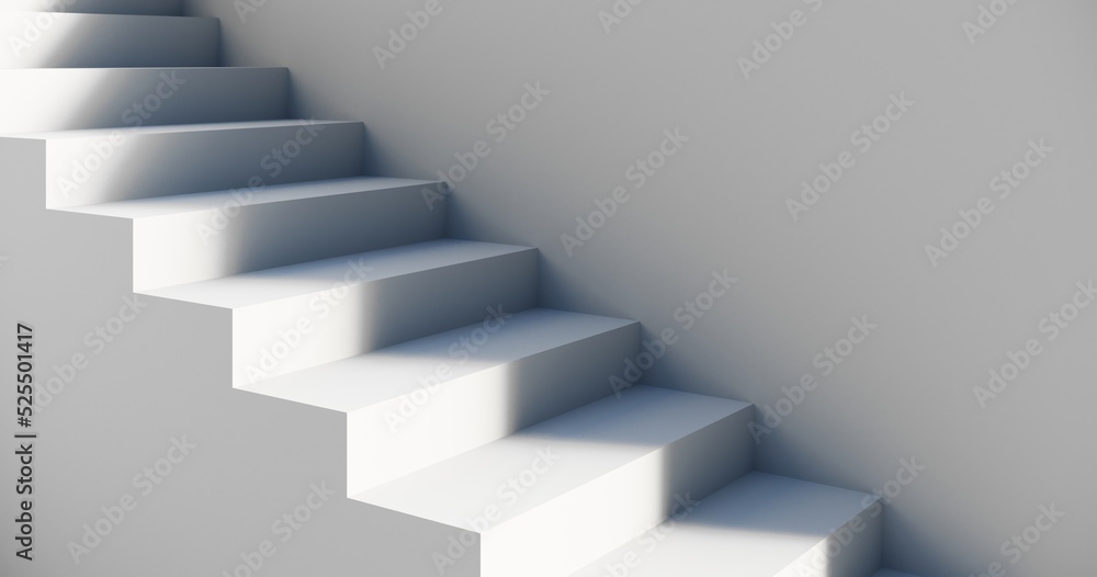 Poster abstract architectural backdrop - 3d render. white details of the facade of modern building on blue 