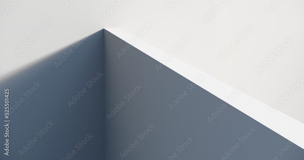 Poster abstract architectural backdrop - 3d render. white details of the facade of modern building on blue 