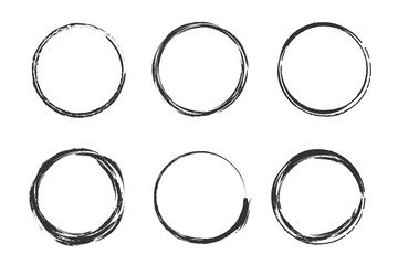 A circle drawn by a brush. Vector doodle frame for design use. Grunge circles.