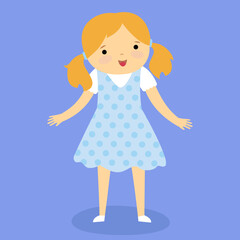 Girl standing in a dress, illustration