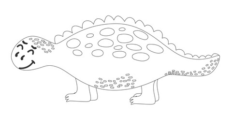 Coloring page by numbers. Funny dinosaur. Educational game for preschool kids, learn numbers and colors