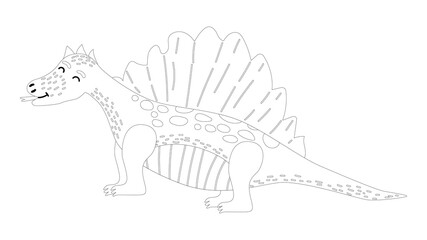 Coloring page by numbers. Funny dinosaur. Educational game for preschool kids, learn numbers and colors