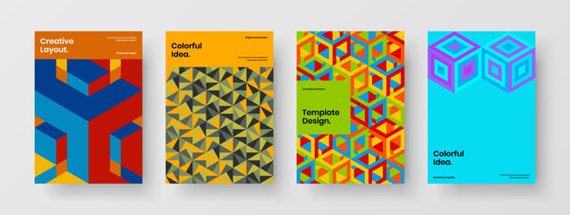 Fototapeta premium Amazing geometric shapes presentation illustration collection. Clean company cover A4 design vector layout set.