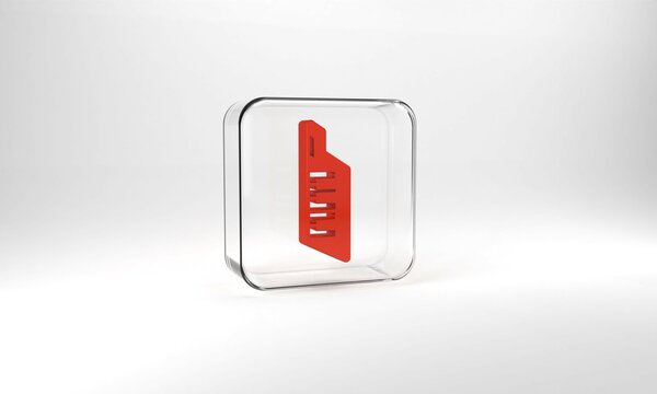 Red Keytar icon isolated on grey background. Musical instrument. Glass square button. 3d illustration 3D render