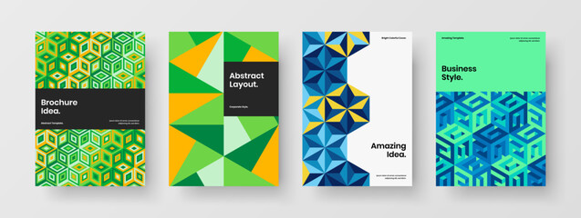 Fototapeta premium Creative company cover A4 vector design template composition. Modern mosaic shapes poster layout set.