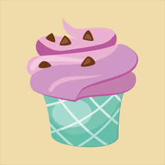 Blank Paper Cup With Strawberry Soft Ice Cream isolated On cream Background packaging template mockup collection.