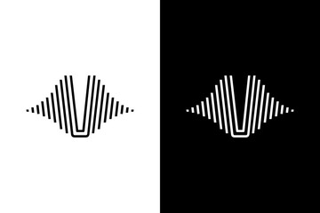 Initial letter with pulse music player black and white. Very suitable for symbol, logo, company name, brand name, personal name, icon and many more.