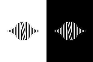 Initial letter with pulse music player black and white. Very suitable for symbol, logo, company name, brand name, personal name, icon and many more.