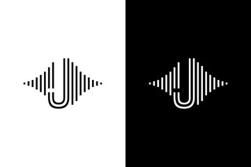 Initial letter with pulse music player black and white. Very suitable for symbol, logo, company name, brand name, personal name, icon and many more.