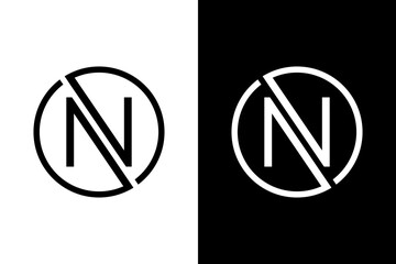 Letter N concept black and white. Very suitable for symbol, logo, company name, brand name, personal name, icon and many more.