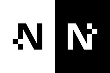 Letter N concept black and white. Very suitable for symbol, logo, company name, brand name, personal name, icon and many more.