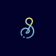 sleek S letter music logo