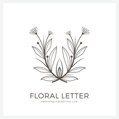 Minimalist Floral logo design for Luxury, Restaurant, Royalty, Boutique, Hotel, Jewelry, Fashion and other vector illustration for business and company